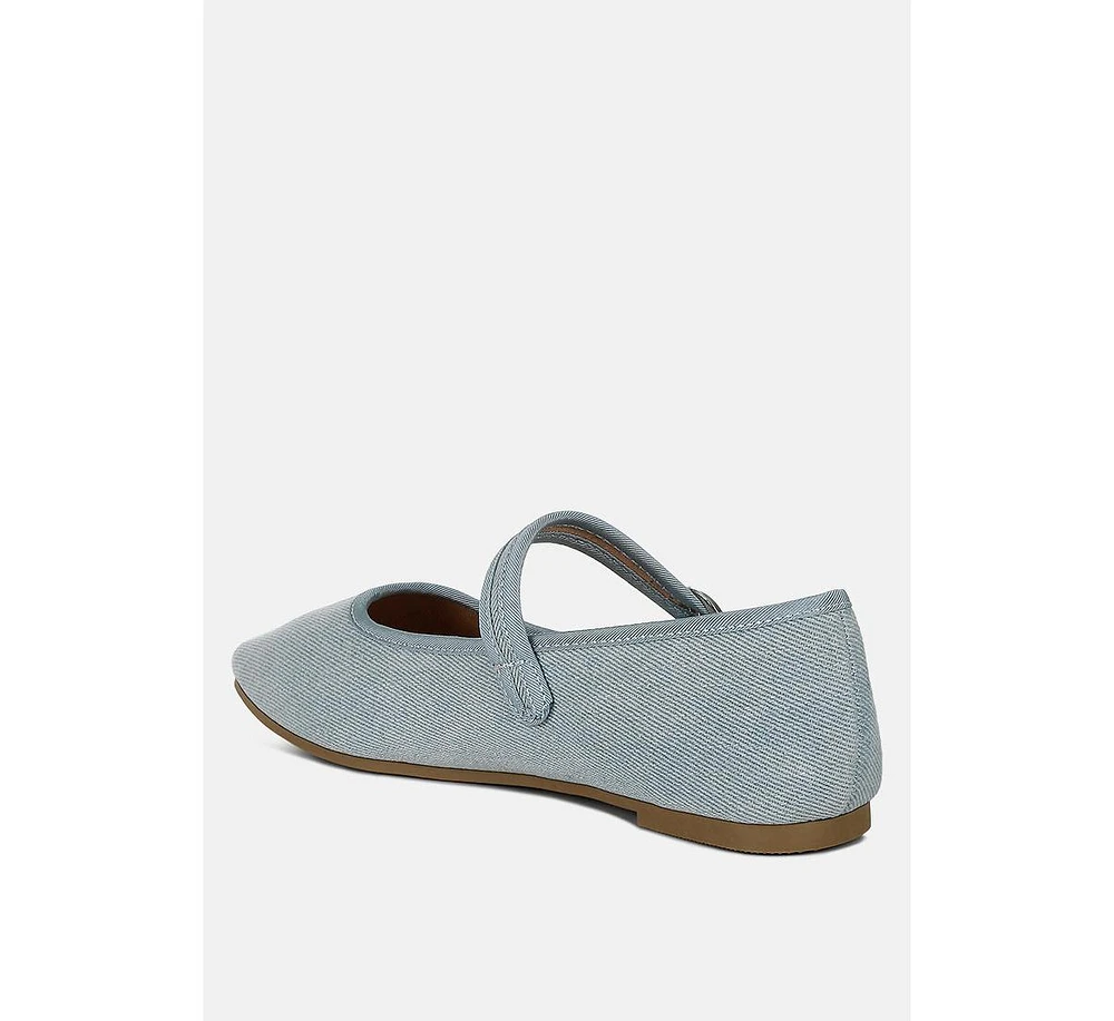 Iker classic denim pin buckle ballerinas