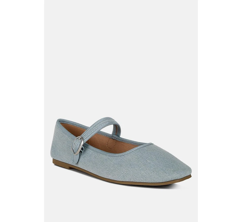 Iker classic denim pin buckle ballerinas