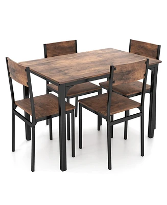Sugift 5 Piece Dining Table Set Industrial Style Kitchen Table and Chairs