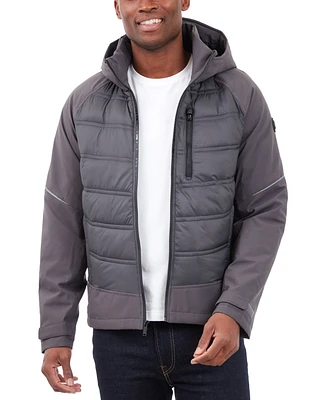Michael Kors Men's Mixed-Media Full-Zip Hooded Jacket