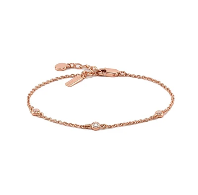 Vincero Women's Sapphire Trio Bracelet in 925 Sterling Silver with 14K Gold Plating and Lobster Clasp