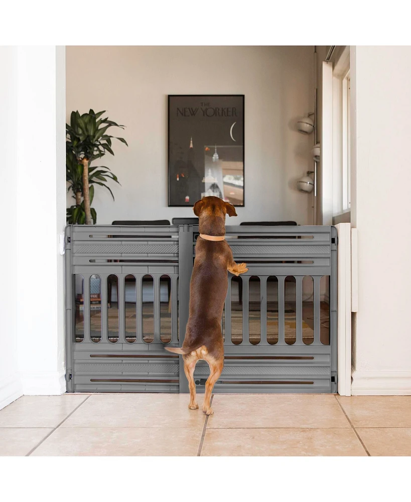 Iris Usa 24"-39" Portable Expandable Pet Gate, Adjustable Pet Barrier for Puppy Small to Medium Dogs Fits Most Doorways Easy Twist-to-Lock F