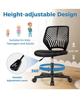 Height-adjustable Ergonomic Kids Desk Chair with Universal Casters Working