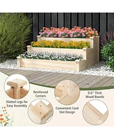 3-Tier Wooden Raised Garden Bed with Open-Ended Base Growing Planter for Backyard