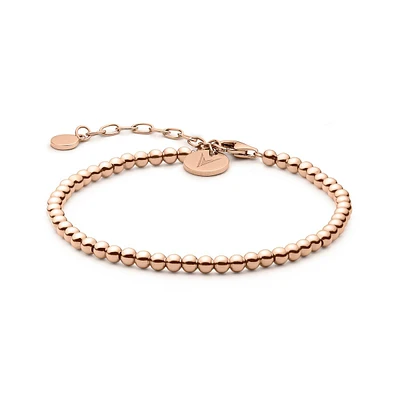 Vincero Beaded Bracelet in Polished Rose Gold with Adjustable Clasp