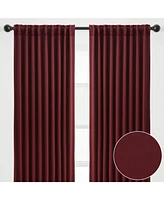 Chanasya Premium 2-Panel Ornamental Damask Room Darkening Curtains - 3-in-1 Back Tab, Rod Pocket, Ring Tab - for Windows Living Room Bedroom