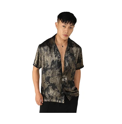 Men's Midnight Black & Metallic Gold Ombre Shirt