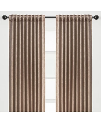 Chanasya Premium 2-Panel Embellish Embossed Blackout Curtains - 3-in-1 Back Tab, Rod Pocket, Ring Tab for Windows Living Room Bedroom