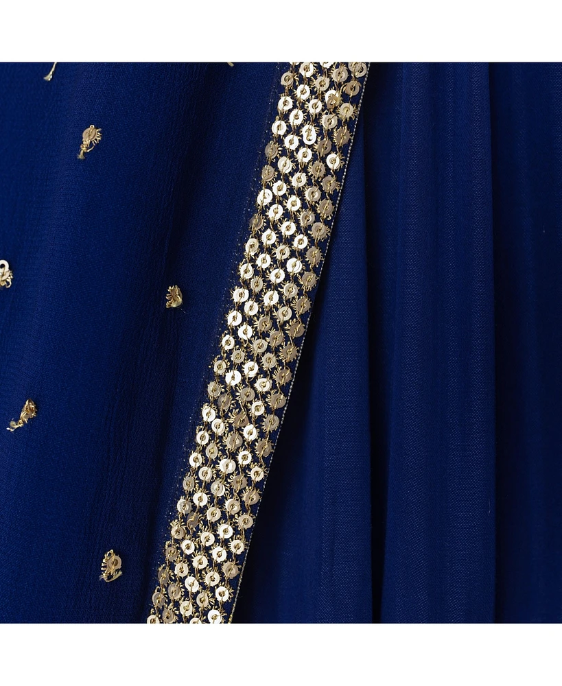 Raas Women's Royal Blue Lehenga Choli with Gold Trim