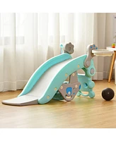 4-in-1 Rocking Horse & Slide Set Toddler Slide Toy w/ Basketball Hoop
