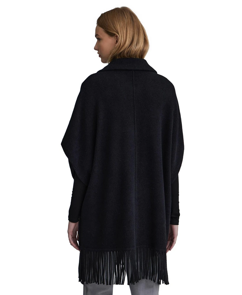 Nvlt Women's Mink Eyelash Fringe Hem Cape