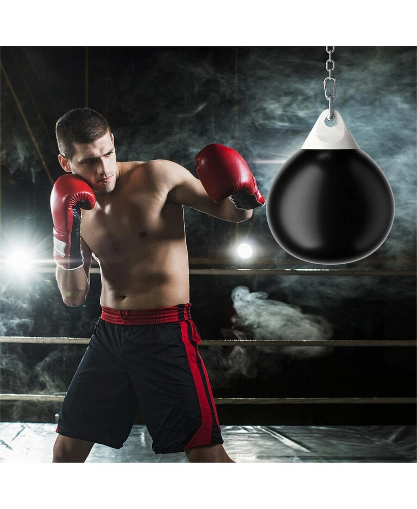 18 Inch 110 Pound Heavy Punching Water Aqua Bag with Adjustable Metal Chain-Black