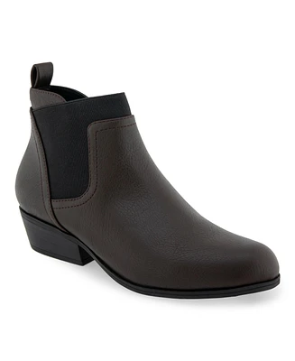 Aerosoles Women's Caddie Ankle Booties - Java Grainy Faux Leather