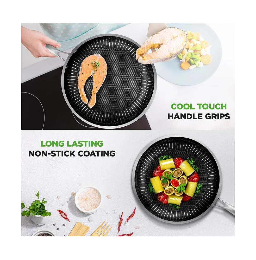 NutriChef Kitchenware Pots & Pans Set - Triply Stainless Steel Cookware