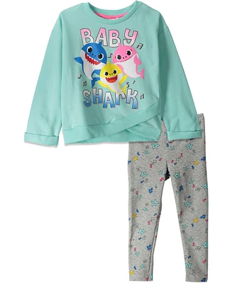Baby Shark Baby Girls Pinkfong Shark Crossover T-Shirt and Leggings Outfit Set