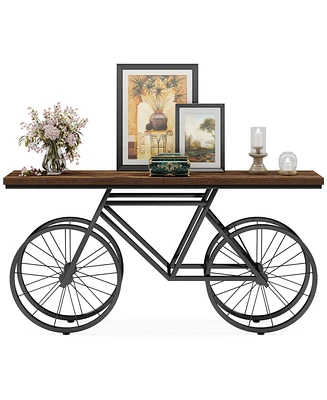 Tribesigns 70.9-Inch Extra Long Console Table, Narrow Sofa Table with Bicycle Metal Base, Modern Industrial Entryway Table Behind Couch Table for Livi