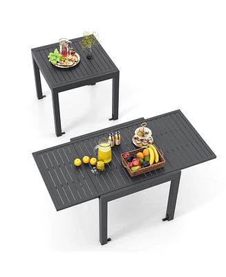 31.5"-63" Expandable Patio Dining Table for 4-6 Person with Slatted Tabletop