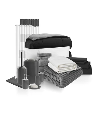 23 Piece Complete College Dorm Room Essentials Bedding & Bath Bundle - Twin Xl Hunter And Sage