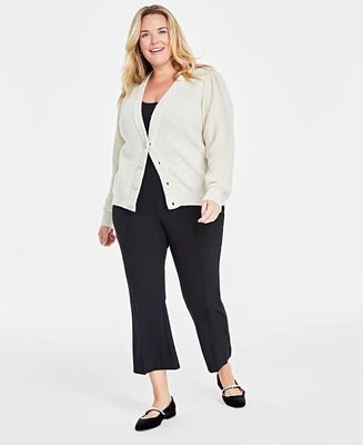 On 34th Trendy Plus Size Ponte Kick-Flare Ankle Pants, Regular and Short Length, Created for Macy's