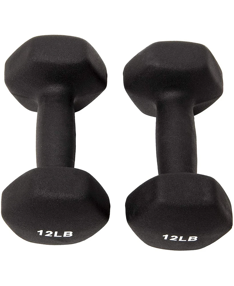 BalanceFrom Fitness 5, 8, and 12 Pound Neoprene Coated Dumbbell Set with Stand