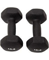 BalanceFrom Fitness 5, 8, and 12 Pound Neoprene Coated Dumbbell Set with Stand
