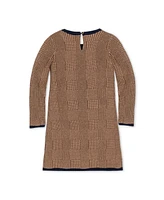 Hope & Henry Toddler Girls Long Sleeve Bow Detail Intarsia Sweater Dress