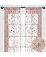 Chanasya Premium Embroidered Vine Curtains - Sheer for Living Room, Bedroom, Kitchen 52" x 96" White, 2 Panels