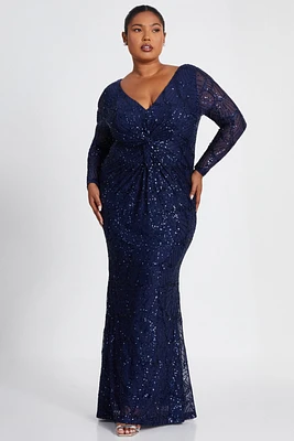 Quiz Women's Sequin Long Sleeve Maxi Dress