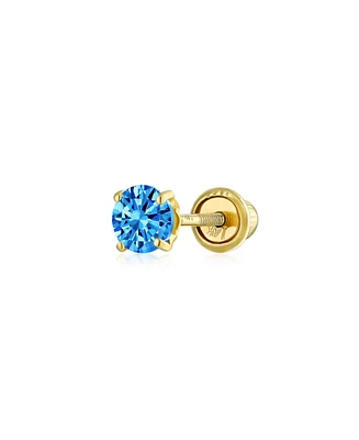 Bling Jewelry Minimalist Tiny Cubic Zirconia Aaa Cz 4-Prong Helix Cartilage Ear Lobe Piercing Daith Round Solitaire 14K Gold 1 Piece Stud Earring For