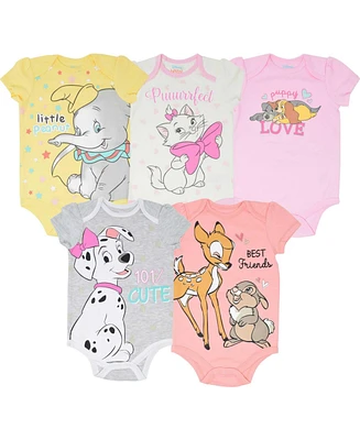Bambi Baby Girls 101 Dalmatians Dumbo Lady and the Tramp 5 Pack Bodysuits