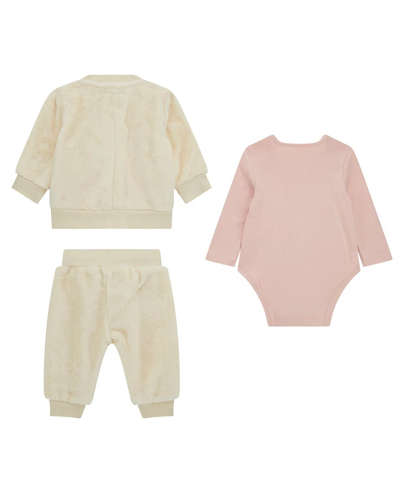 Guess Baby Girl Active Zip-Up Sweatshirt and Pant, 3-Piece Set