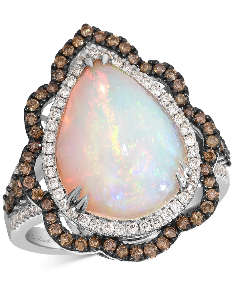 Le Vian Neopolitan Opal (4 ct. t.w.) & Diamond (3/4 Wavy Halo Pear Statement Ring 14k Rose Gold (Also Available White or
