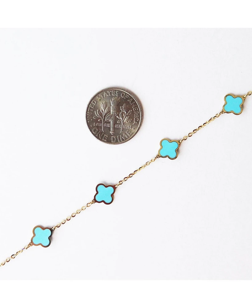 The Lovery Mini Malachite Clover Bracelet 14K Gold
