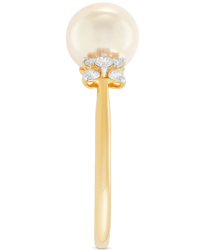 Grown With Love Cultured Freshwater Pearl (9mm) & Lab Grown Diamond (1/3 ct. t.w.) Ring in 14k Gold