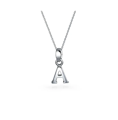 Bling Jewelry Abc Capital Block Letter Alphabet A-z Initial Pendant Necklace .925 Sterling Silver