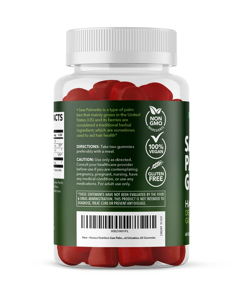 Saw Palmetto Gummies, Raspberry Flavored, Havasu Nutrition
