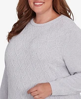 Alfred Dunner Plus Classic Chenille Pullover Sweater