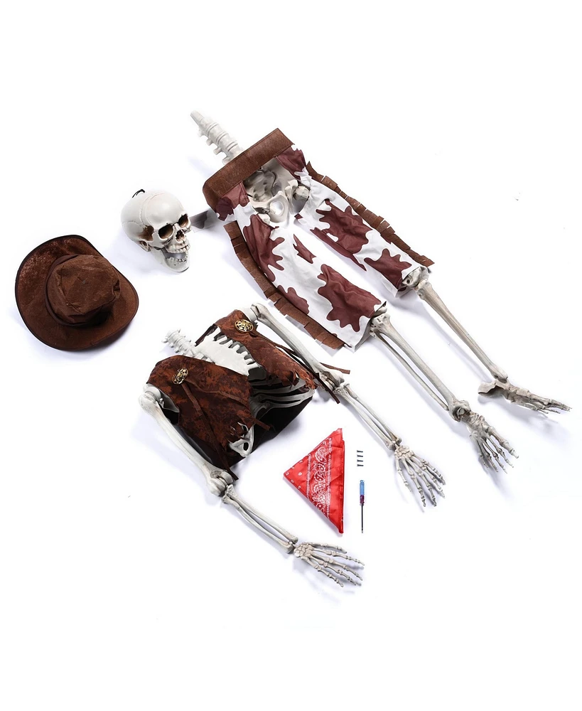 Yescom 2Pcs Pirate Life Size Skeleton Poseable Cowboy for Halloween Party Haunted House Decorations 2024