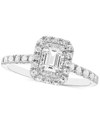 Diamond Emerald-Cut Halo Engagement Ring (5/8 ct. t.w.) in 14k White Gold