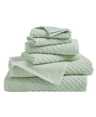 Linery Co. Quick Drying Cotton Diamond Waffle Textured 6 Piece Bath Towel Set