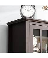 Famapy Brown Wooden Standard Bookcase with 3-Tier Shelves and Drawer