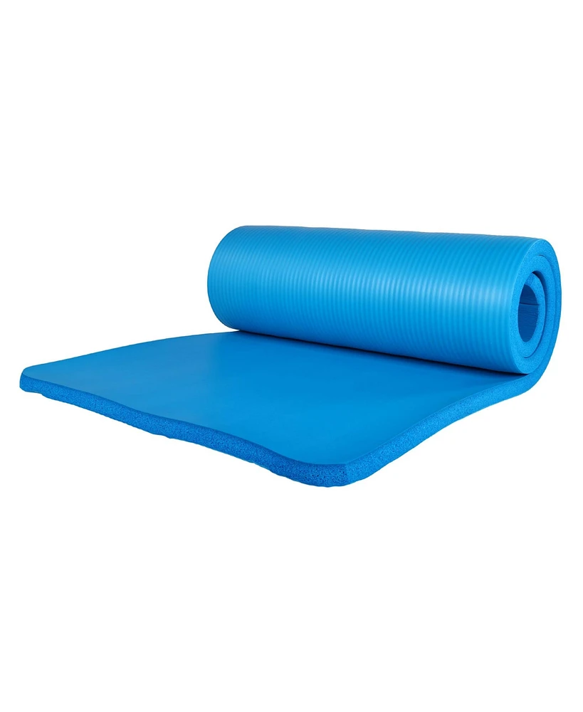 BalanceFrom Fitness 7 Piece Yoga Set with Mat, Stretch Strap, & Knee Pad, Blue