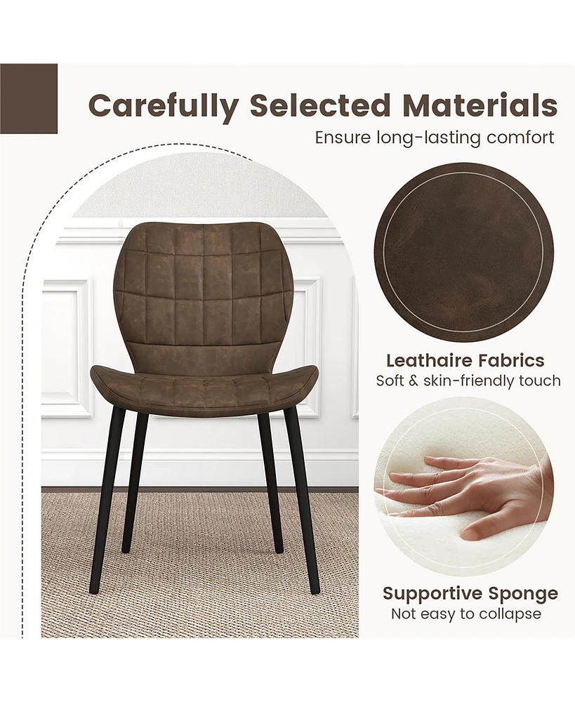 Gymax Dining Chairs Set of 4 w/ Padded Back Metal Legs & 2 Adjustable Foot Pads