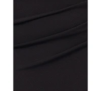 Betsy & Adam Plus Asymmetric Long-Sleeve Gown