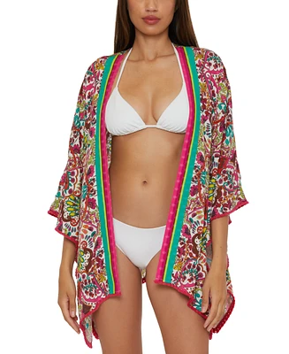 Trina Turk Women's Hawaiian Garden-Print Open-Front Tunic Cover-Up