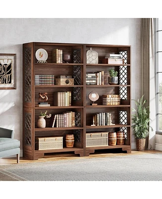 Tribesigns 6-Tier Bookcase, 70.8" Vintage Tall Bookcase, Floor Standing 5-Shelf Display Rack Storage Shelves Mid-Century Bookcase for Home Office, Liv