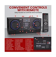 Pyle 4-Piece Mini Hi-Fi Bluetooth Stereo System With MP3, Usb, Fm Radio, Bass Reflex Speaker, Dsp-Tech & Remote Control, 210 Watt