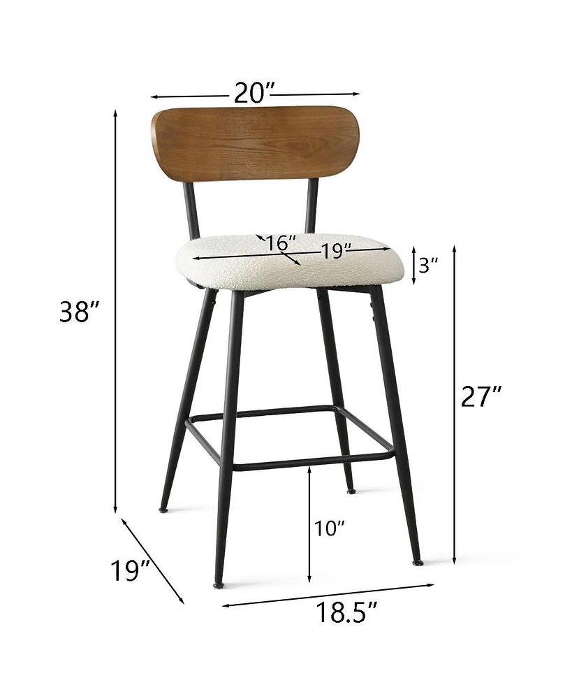 Rattan Boucle Armrest Counter Stool Set Of 4-Maison Boucle