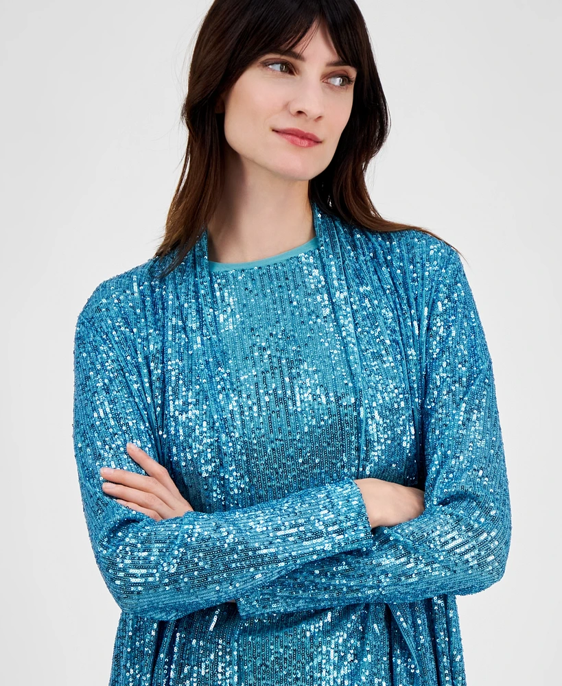 Anne Klein Women's Sequin Embellished Open-Front Jacket