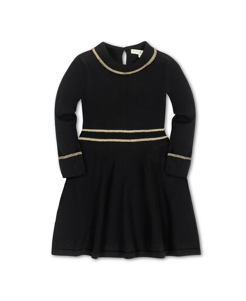 Hope & Henry Toddler Girls Long Sleeve Ruffle Collar Sweater Dress